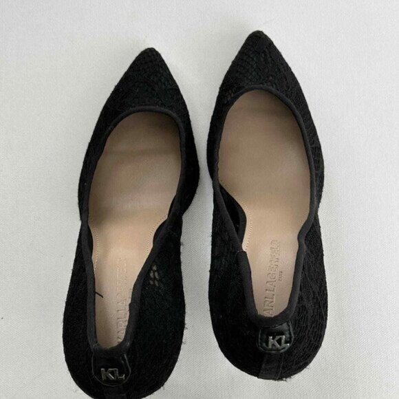 Karl Lagerfeld Paris Womens 9 M EU 40 Black Lace Pumps Roxana Pointed Toe Heels - Picture 11 of 15